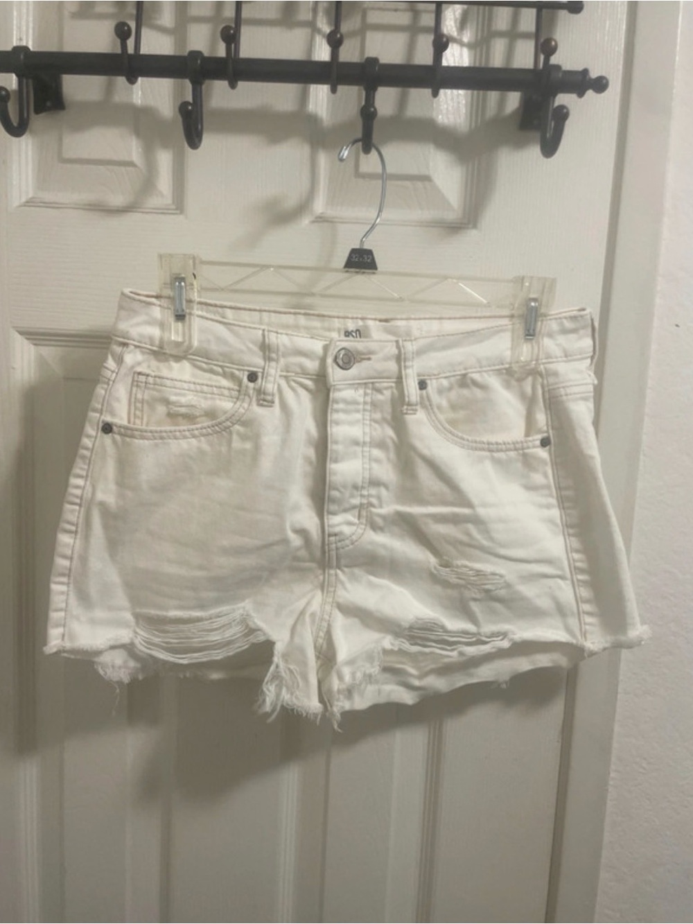 RSQ White Distressed Denim Cutoff Shorts